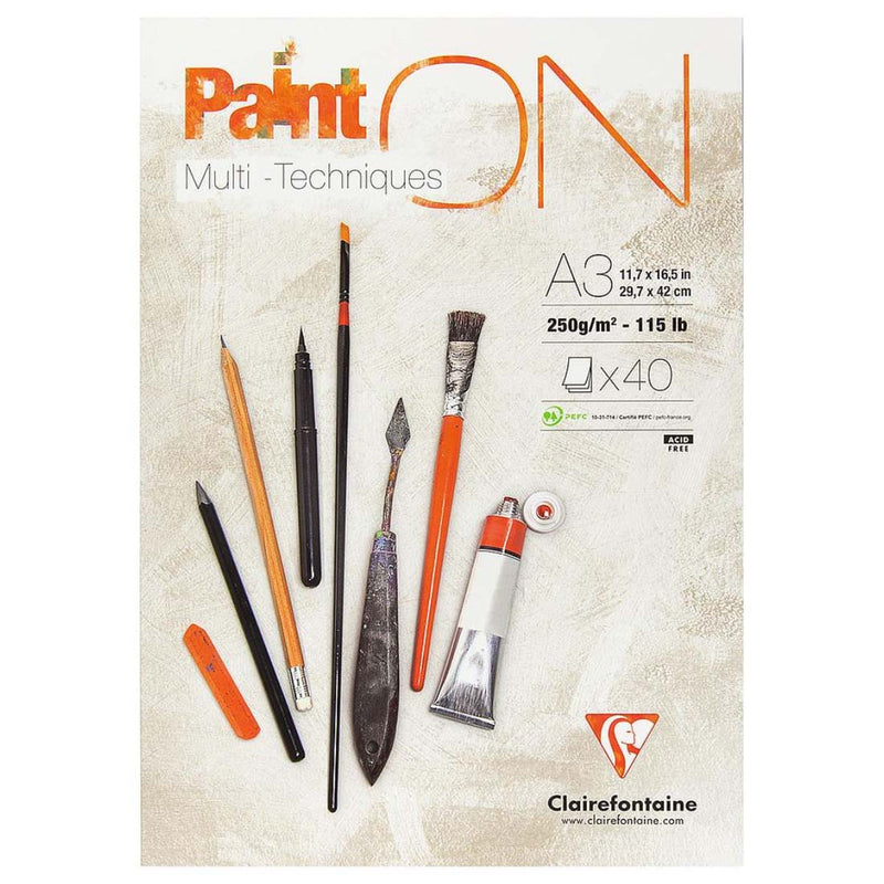 Clairefontaine Paint On 29.7x42 cm 250 gr 40 Sayfa Çizim Blok - Sanatsal Eskiz Defteri