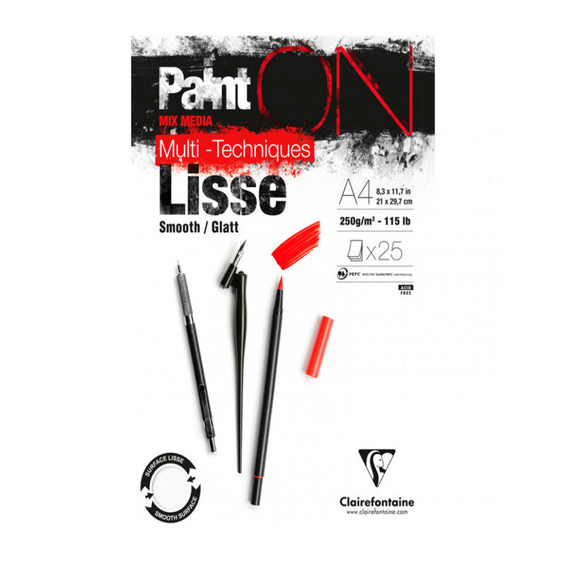 Clairefontaine Paint On Lisse A4 250 gr 25 Sayfa 4'lü Eskiz Defteri - Not Tutma, Okul ve Planlayıcı De