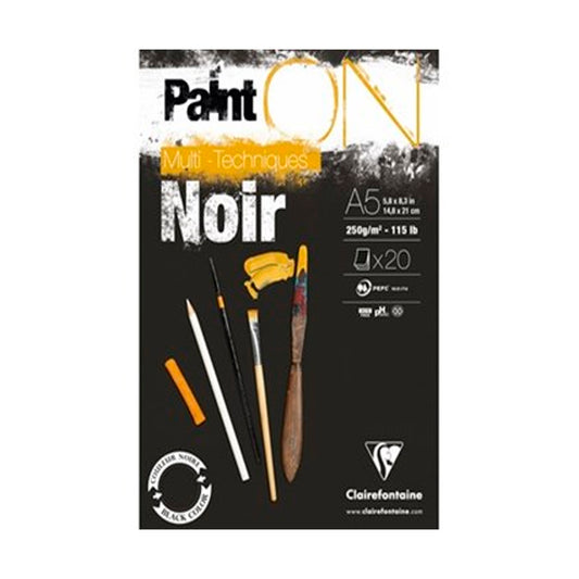 Clairefontane Paint-On A5 250 gr 20 Sayfa Karışık Teknik Siyah Eskiz Defteri - Sanatsal Çizim ve Resim De