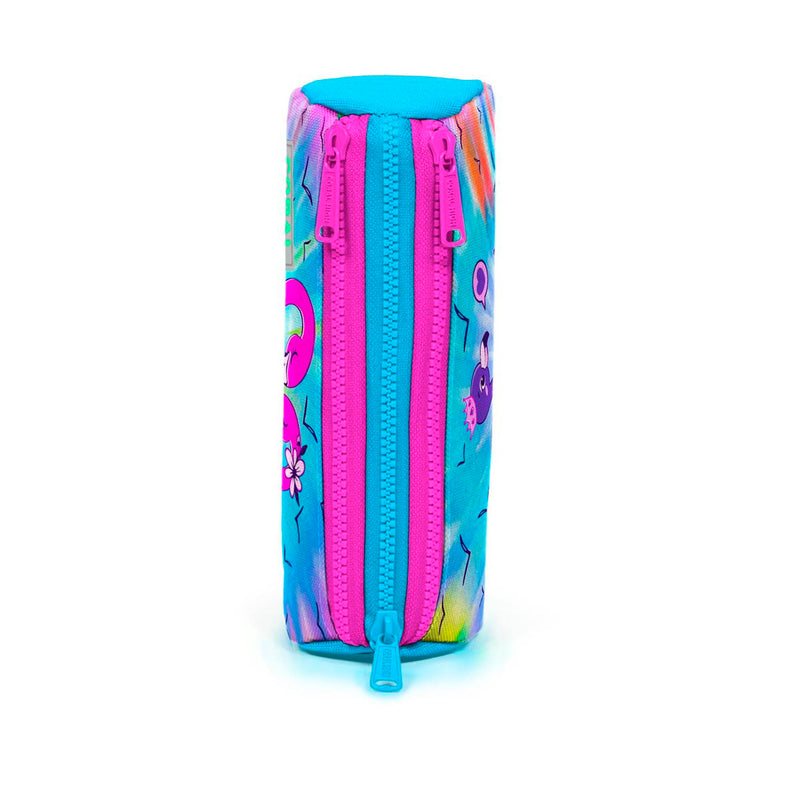 Coral High Flamingo Desenli Mavi-Pembe Renkli Üç Bölmeli Kalem Çanta 22030