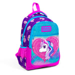 Coral High Kız Çocuk Unicorn Desenli Simli Üç Bölmeli Mor Pembe İlkokul Çantası