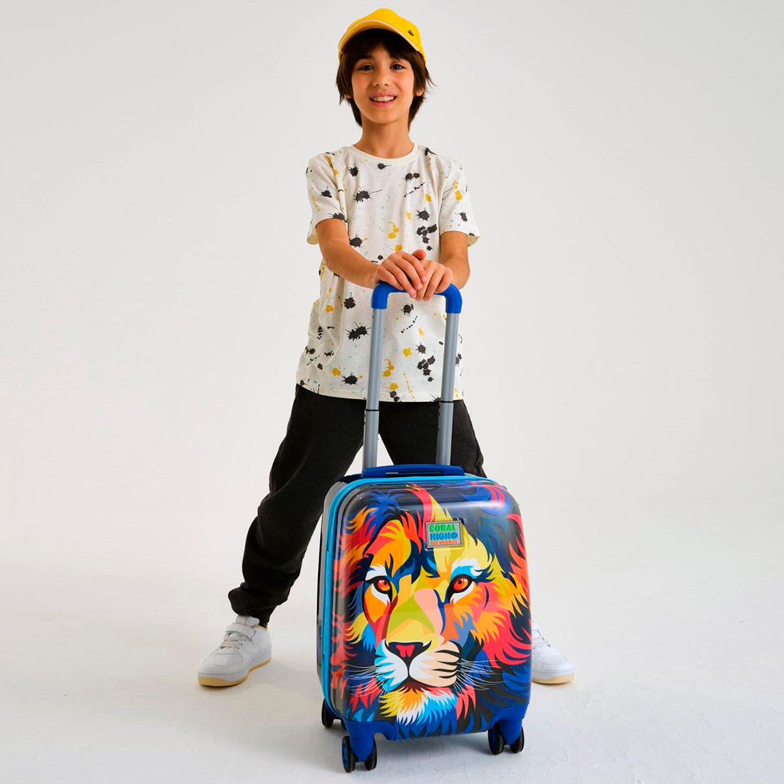 Coral High Lacivert Saks Aslan Desenli Çekçekli Valiz 16732