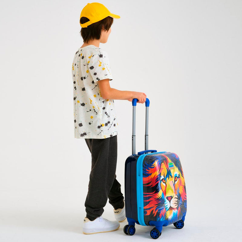 Coral High Lacivert Saks Aslan Desenli Çekçekli Valiz 16732