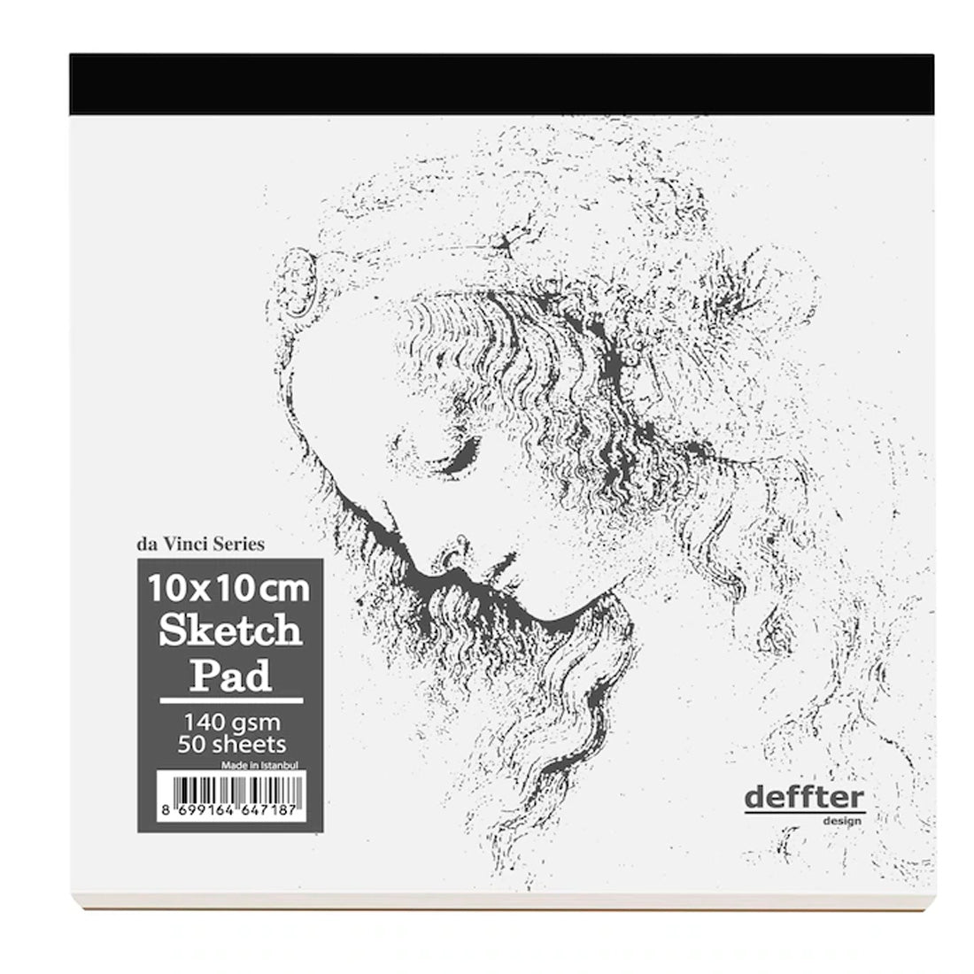 Defter Da Vinci Series 10x10 cm Beyaz 50 Sayfa Eskiz Defteri - Sanatsal Çizim ve Not Tutma Defteri
