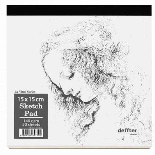 Defter Da Vinci Series 15x15 cm Beyaz 50 Sayfa Eskiz Defteri - Not Tutma, Okul ve Planlayıcı Defteri