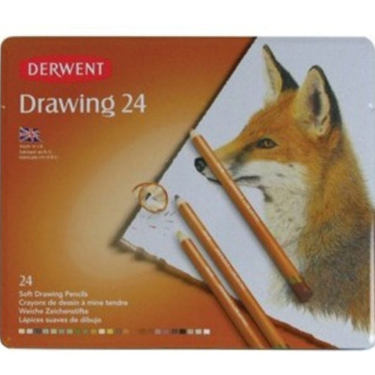 Derwent Drawing Renkli 24'lü Teneke Kutu Çizim Kalem Seti - Sanatsal ve Eskiz Kalemleri