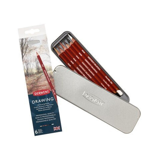 Derwent Drawing Renkli Çizim Kalem Seti 6'lı Teneke Kutu - Eskiz, Sanatçı ve Profesyonel Çizim Kalemleri