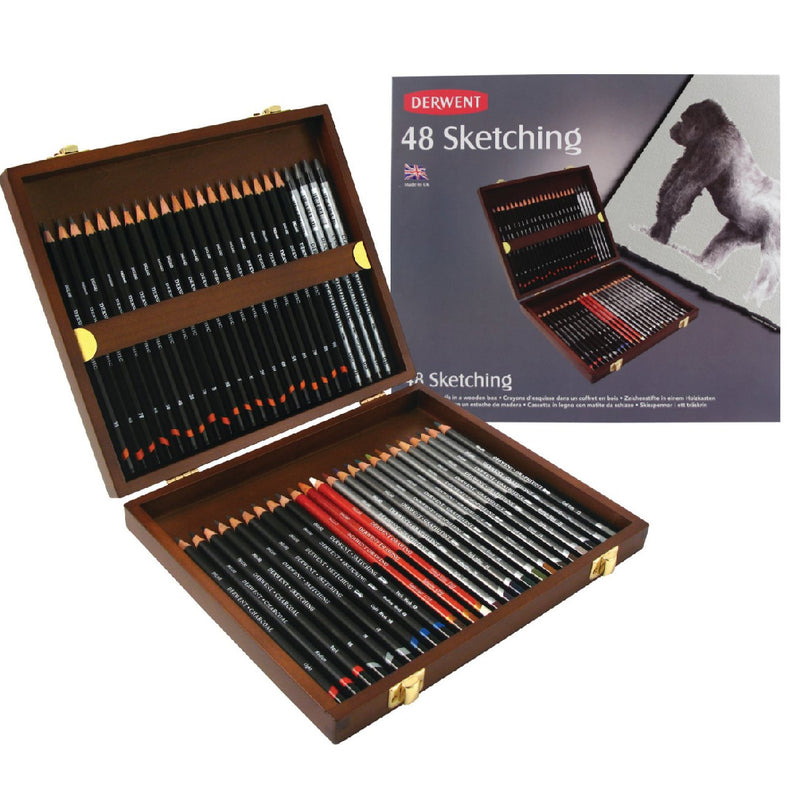 Derwent Eskiz Kalemi Sketching 48 Li Ahşap Kutu - Sanatsal Çizim Seti