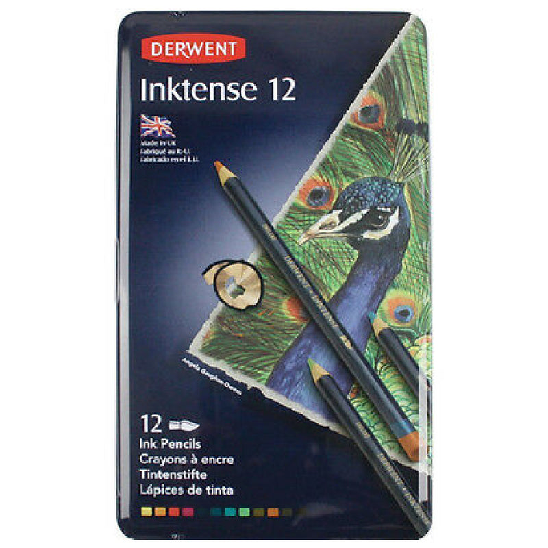Derwent Inktense 12'li Teneke Kutu Suluboya Kalemi - Sanat, Çizim ve Resim İçin Canlı Renkler