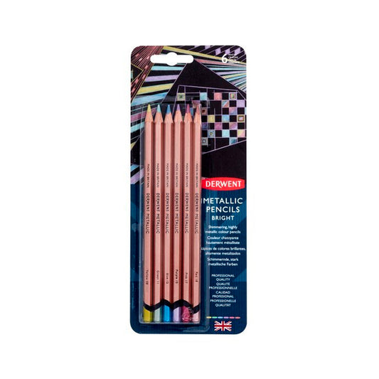 Derwent Metalik Renkli 6'lı Parlak Boya Kalemi Seti - Sanat, Çizim ve Eskiz Kalemleri