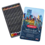 Derwent Procolour 12'li Teneke Kutu - Sanatsal Çizim ve Profesyonel Kuru Boya Kalem Seti