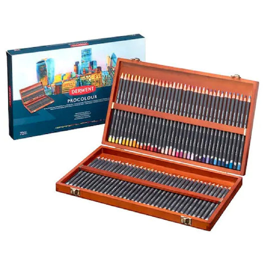Derwent Procolour 72 Renk Kuru Boya Seti Ahşap Kutu - Profesyonel Sanatçı Çizim ve Resim Kalemleri