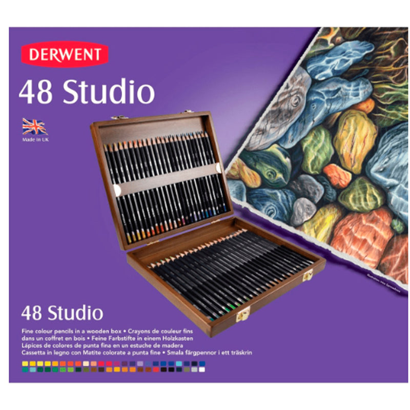 Derwent Studio 48'li Ahşap Kuru Boya Kalemi Set - Sanatsal Çizim ve Profesyonel Eskiz Kalemleri
