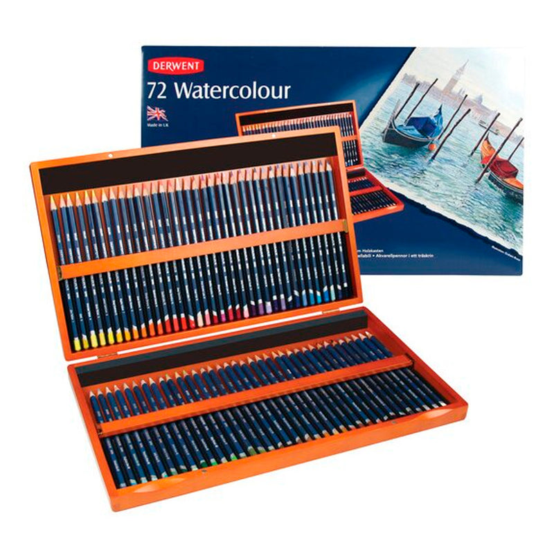 Derwent Watercolour Pencils Suluboya Kalemi 72'li Ahşap Kutu - Sanatçı, Profesyonel Çizim ve Resim Seti