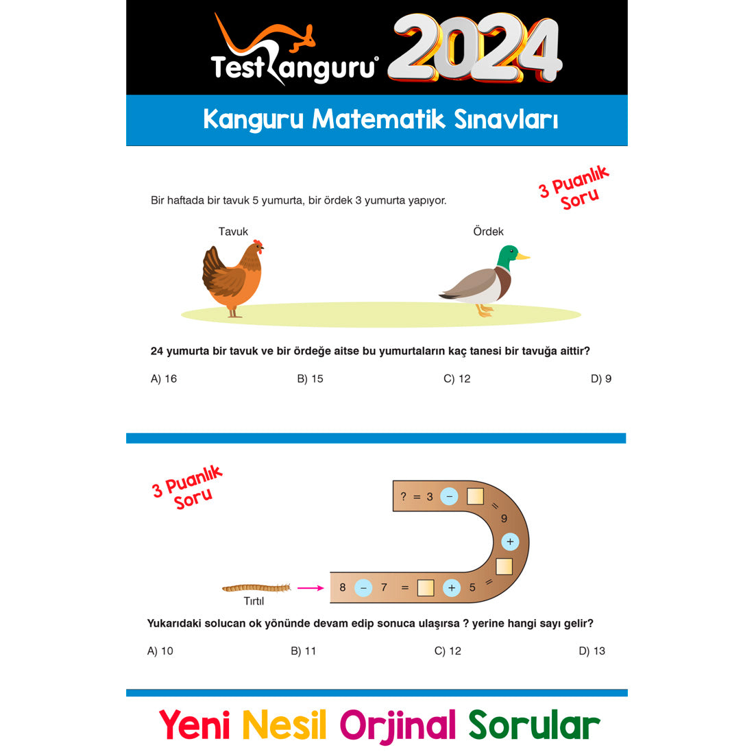 Dikkat Atölyesi Yayınları 2. Sınıf Kanguru Eğlenceli Matematik Soruları