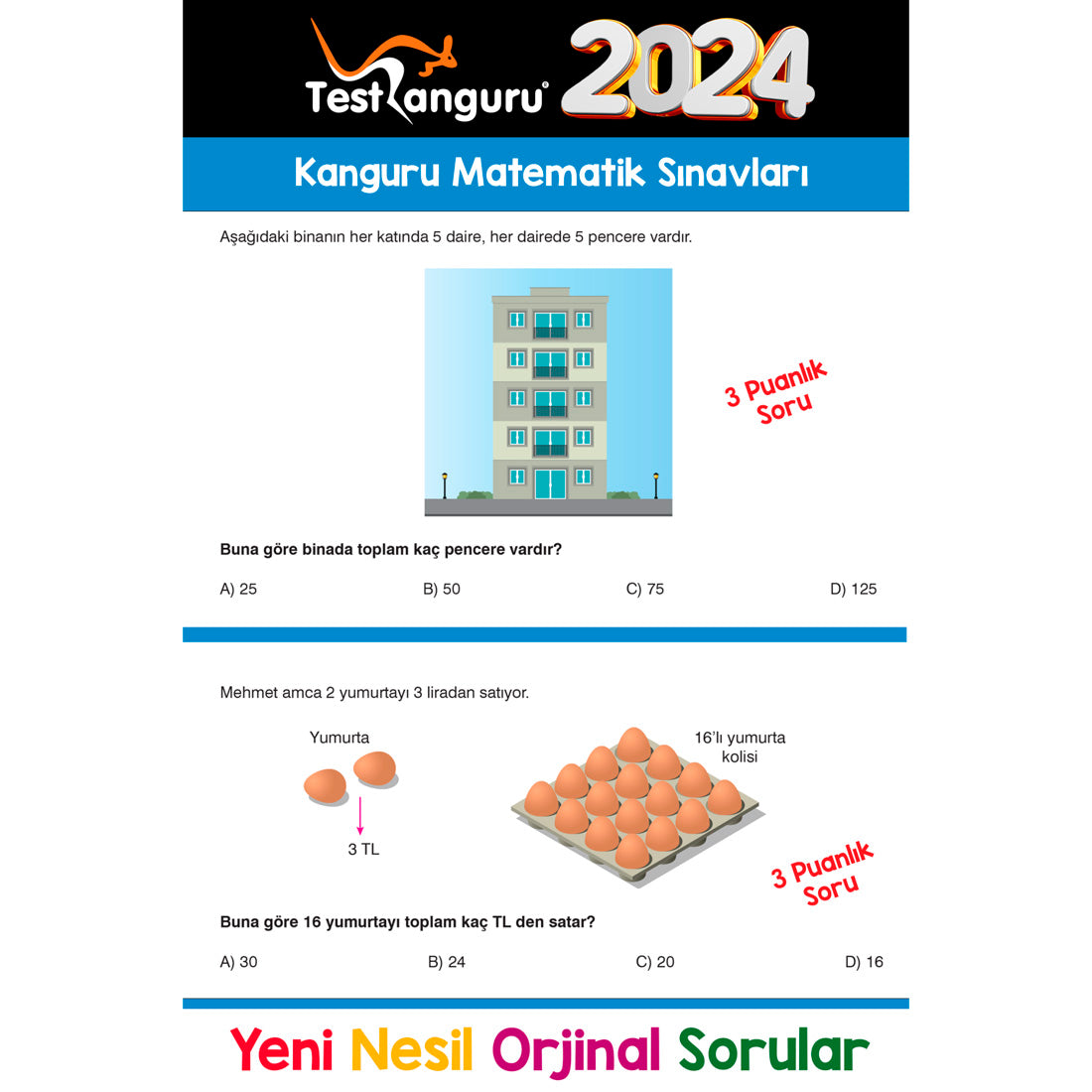 Dikkat Atölyesi Yayınları 2. Sınıf Kanguru Eğlenceli Matematik Soruları