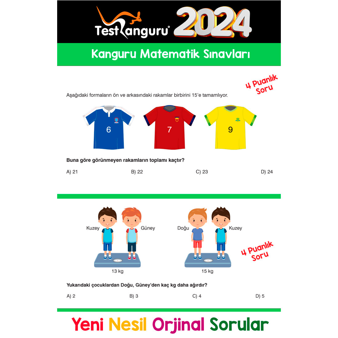 Dikkat Atölyesi Yayınları 2. Sınıf Kanguru Eğlenceli Matematik Soruları