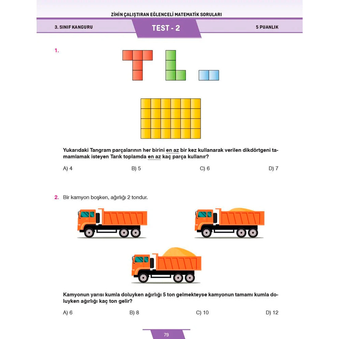 Dikkat Atölyesi Yayınları 3. Sınıf Kanguru Eğlenceli Matematik Soruları