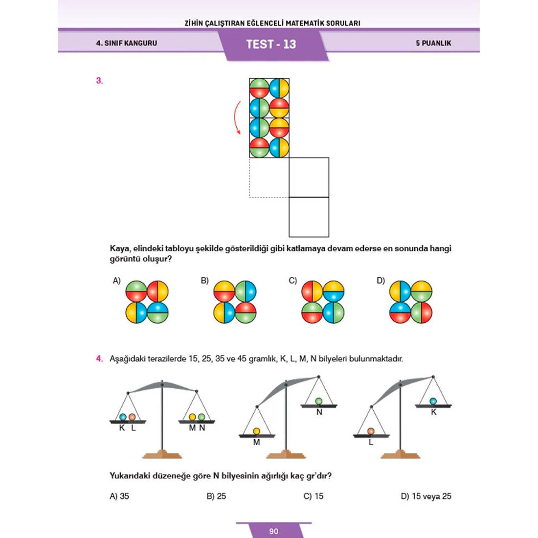 Dikkat Atölyesi Yayınları 4. Sınıf Kanguru Eğlenceli Matematik Soruları