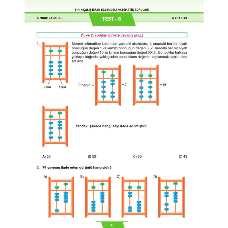 Dikkat Atölyesi Yayınları 4. Sınıf Kanguru Eğlenceli Matematik Soruları