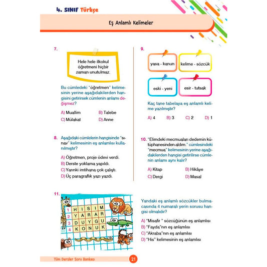 Dikkat Atölyesi Yayınları 4. Sınıf Tüm Dersler Yeni Nesil Soru Bankası