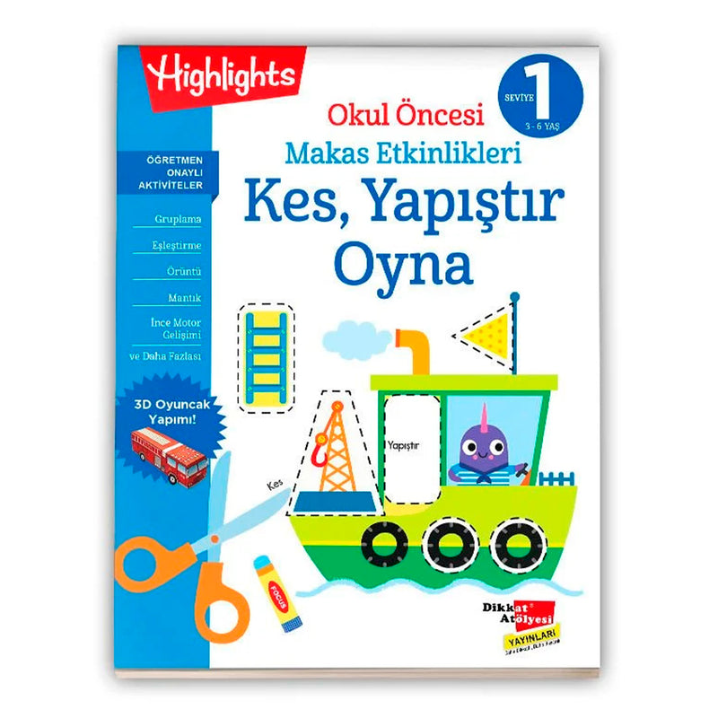 Dikkat Atölyesi Yayınları Kes Yapıştır Makas Etkinlikleri 1. Seviye