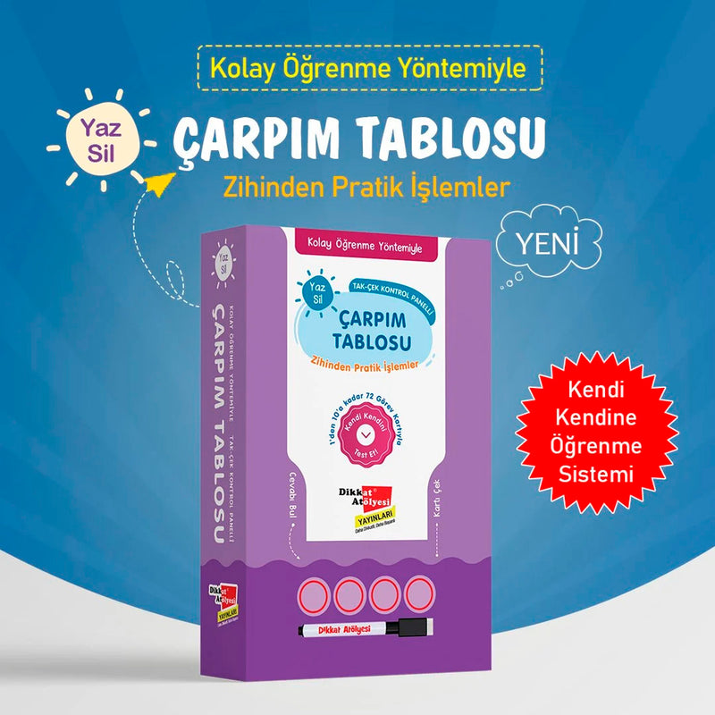 Dikkat Atölyesi Yayınları Kolay Öğrenme Yöntemiyle Çarpım Tablosu