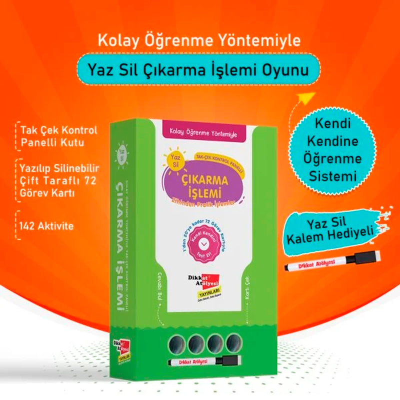 Dikkat Atölyesi Yayınları Kolay Öğrenme Yöntemiyle Çıkarma İşlemi