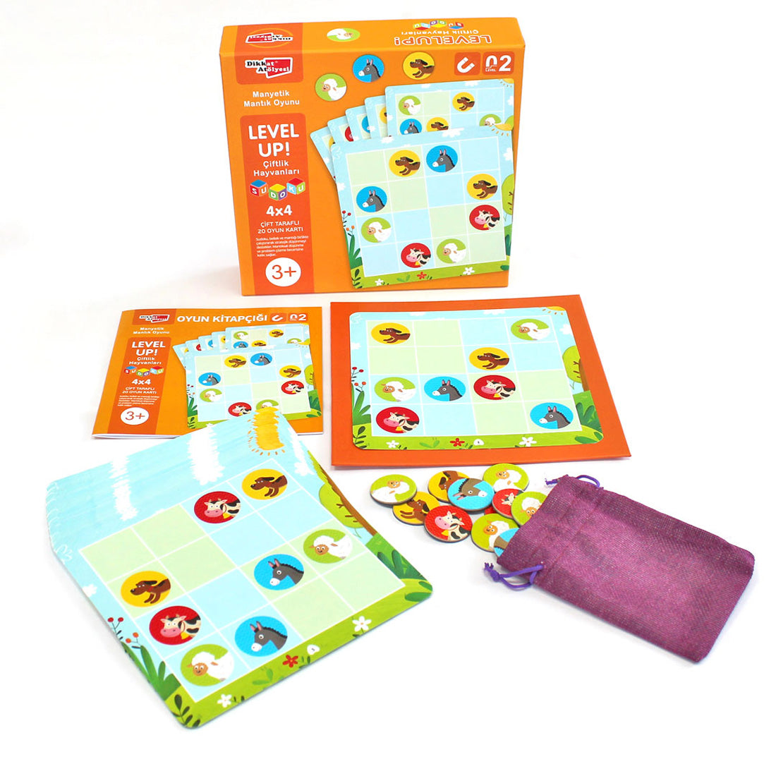 Dikkat Atölyesi Yayınları Level Up! 2 - Çiftlik Hayvanları Sudoku