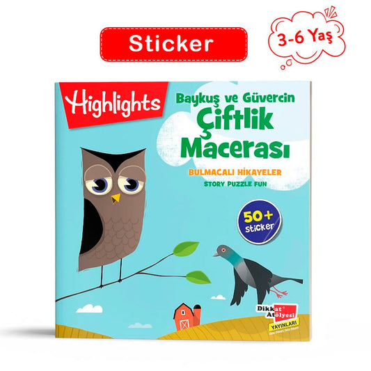 Dikkat Atölyesi Yayınları Sticker Bulmacalı Hikayeler - Baykuş Ve Güvercin Çiflik Macerası