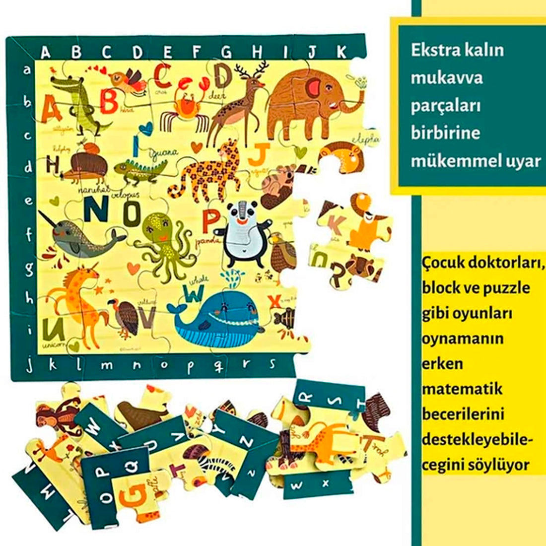 DoerKids Çocuk Puzzle Hayvanlar İngilizce Alfabe Ara Bul Yer Yapbozu