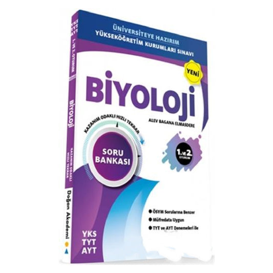 Doğan Akademi Yayınları TYT AYT Biyoloji Soru Bankası Kazanım Odaklı Hızlı Tekrar