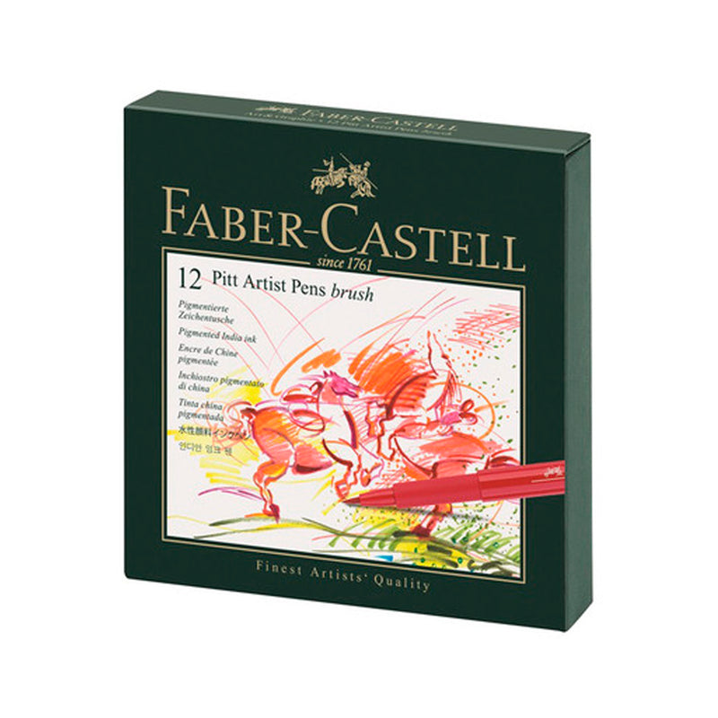 Faber-Castell 12'li Fırça Uçlu Çizim Kalemi - Eskiz, İllüstrasyon ve Sanat Kalemi
