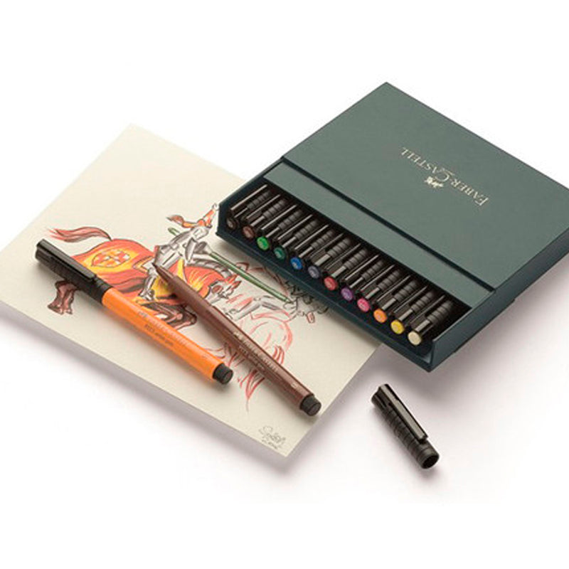 Faber-Castell 12'li Fırça Uçlu Çizim Kalemi - Eskiz, İllüstrasyon ve Sanat Kalemi