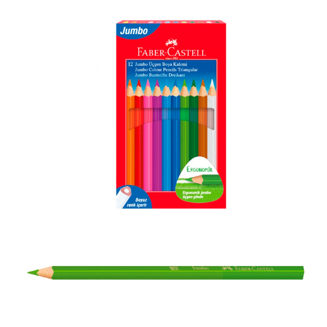 Faber-Castell 12'li Jumbo Üçgen Boya Kalemi 116616