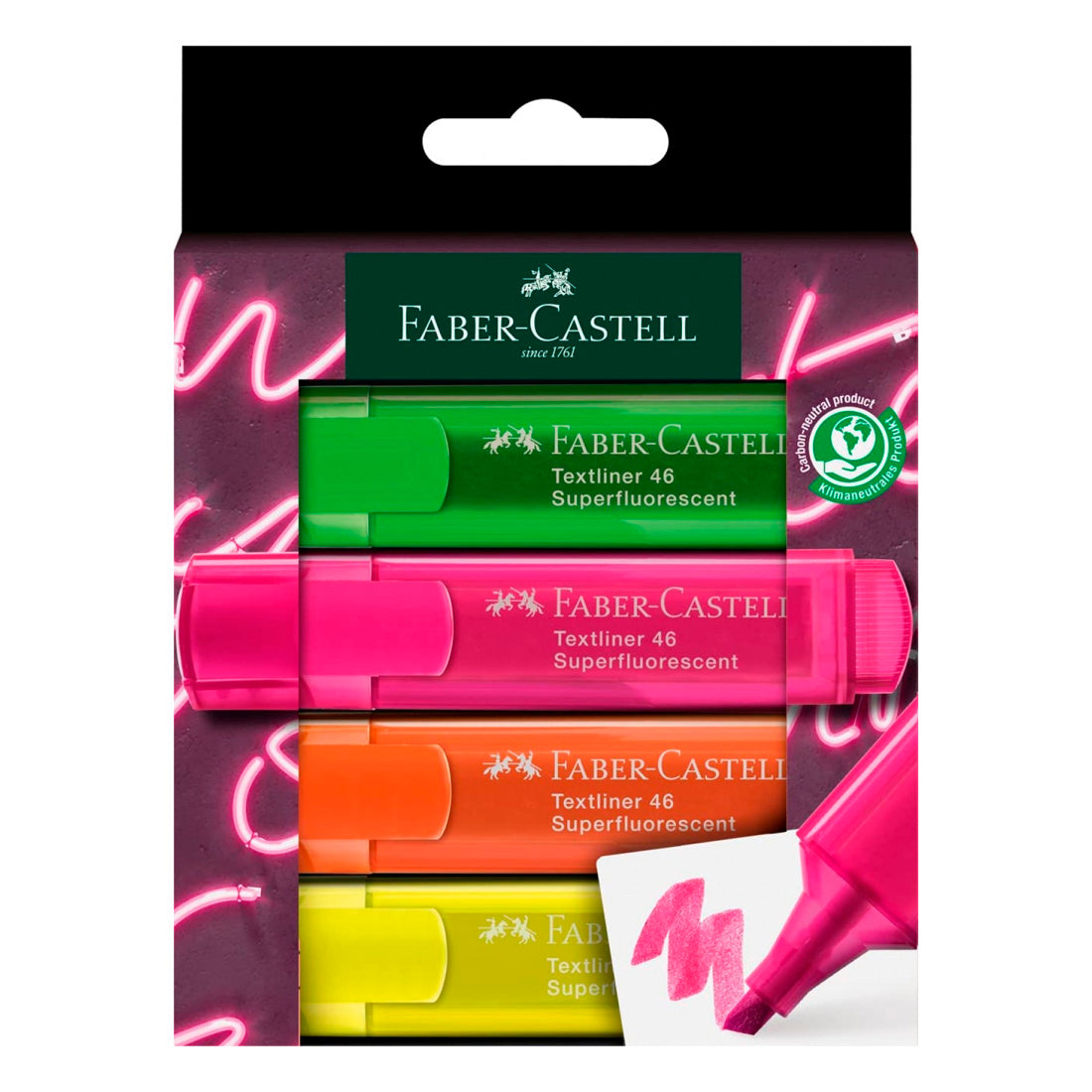 Faber Castell 46 Şeffaf Gövde Fosforlu Kalem 4' Lü Paket