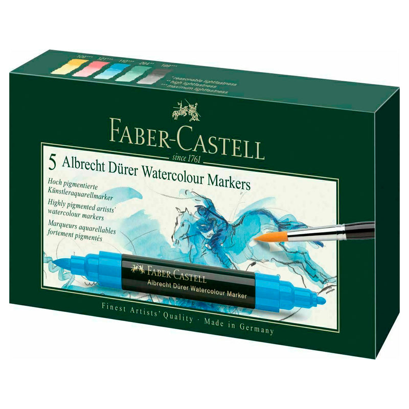 Faber-Castell 5 Albrecht Durer Watercolour Markers Set - Sanatsal Çizim, Boyama ve Eskiz Marker Kalem Seti