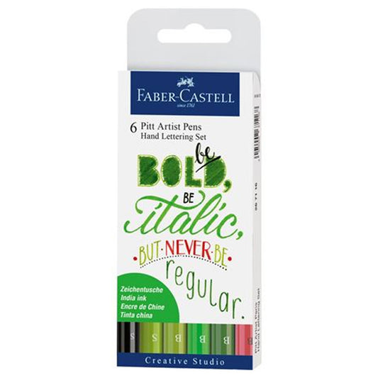 Faber Castell 6lı Pitt Artist Pen Kaligrafi Seti Yeşil Tonlar - Sanat, Çizim ve Hobi Kalemi Seti