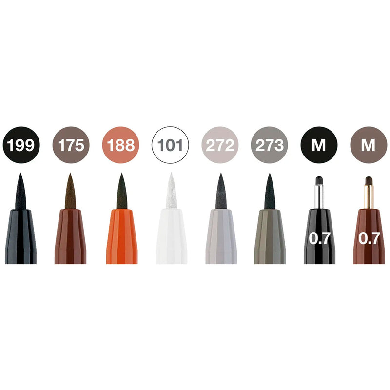 Faber Castell 8'li Klasik Renkler Pitt Artist Pen Fırça Uçlu Kalem - Sanat, Çizim ve Eskiz Kalem Seti