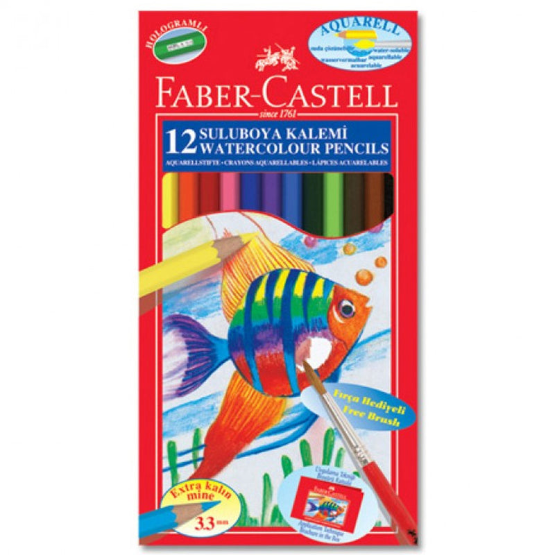 Faber Castell Aquarell 12'li Fırça Hediyeli Kuru Boya Kalemi 5171110622