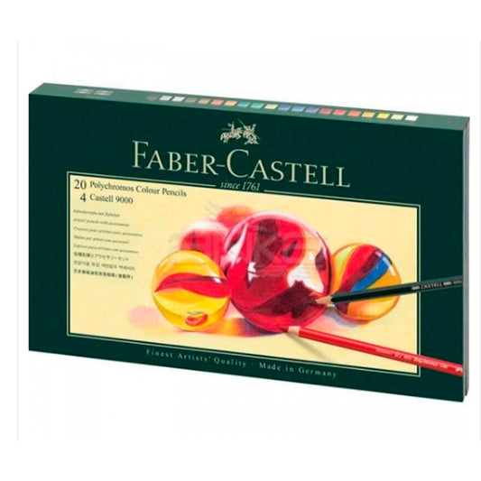 Faber-Castell Mixed Media 9000 Seri 24'lü Kuruboya Kalemi - Sanat, Çizim ve Resim için Profesyonel Set