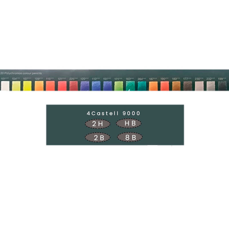 Faber-Castell Mixed Media 9000 Seri 24'lü Kuruboya Kalemi - Sanat, Çizim ve Resim için Profesyonel Set