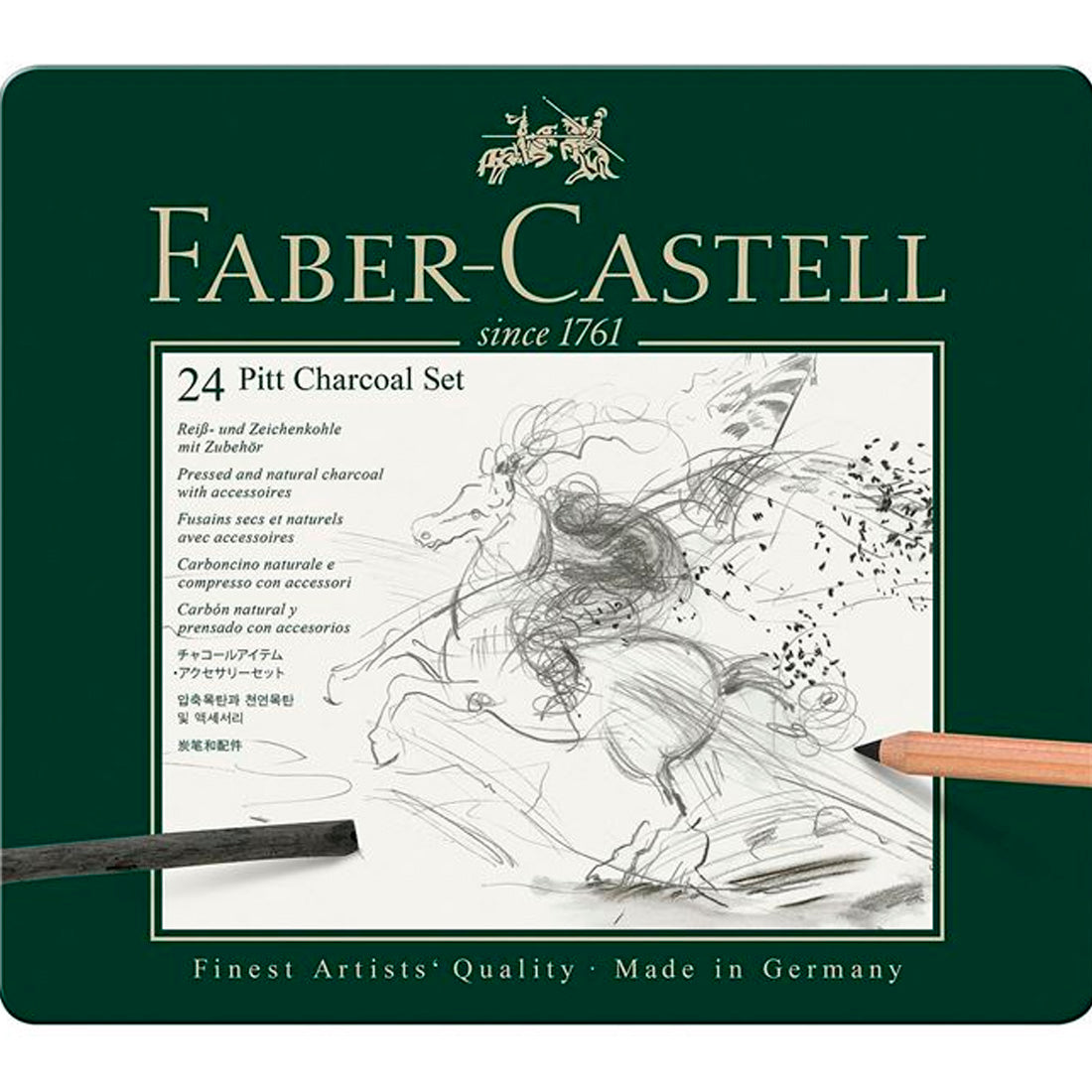 Faber-Castell Pitt 24'lü Karakalem Resim Seti - Eskiz, Çizim ve Sanat İçin Profesyonel Set