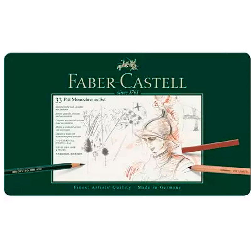 Faber-Castell Pitt 33'lü Monochrome Seti - Karakalem, Füzen ve Çizim Sanatçı Seti