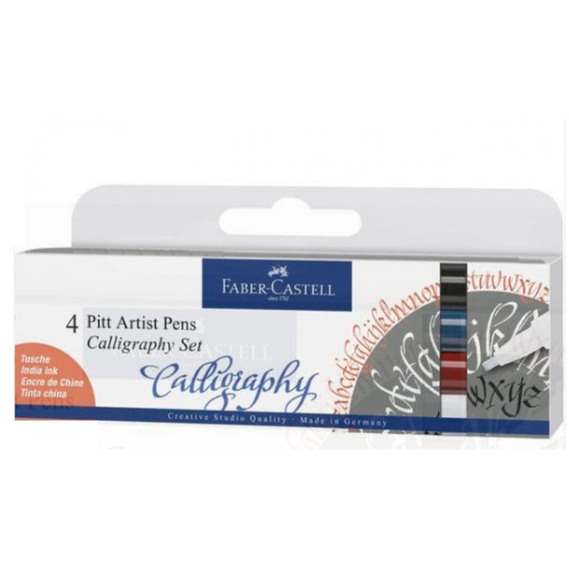 Faber-Castell Pitt 4'lü Kaligrafi Kalemi - Sanatsal Çizim ve Hat Sanatı Seti