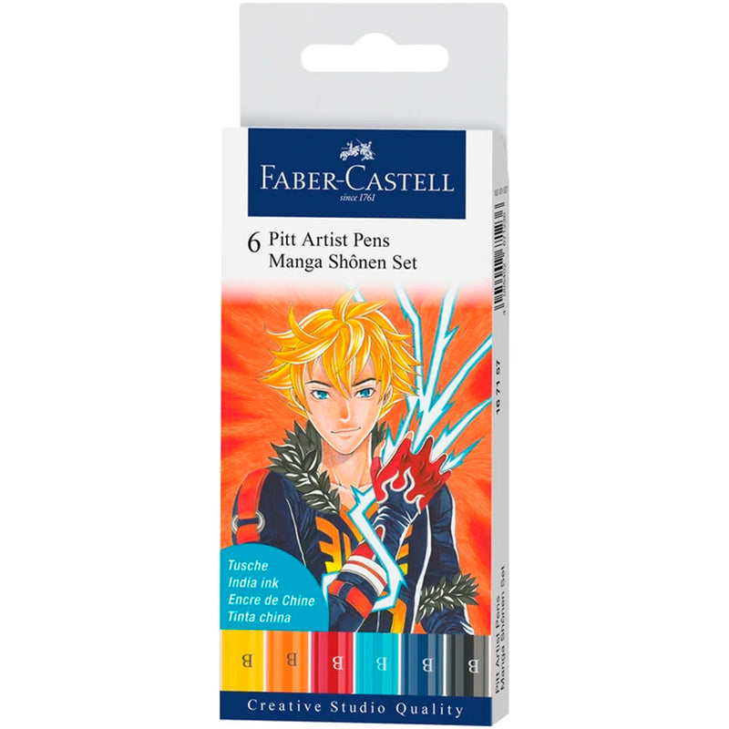 Faber-Castell Pitt Artist 6'lı Manga Shonen Set - Sanatsal Çizim, İllüstrasyon ve Marker Kalemleri