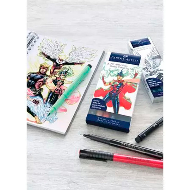 Faber-Castell Pitt Artist Pen Comic 6'lı Hindistan Mürekkep Kalem - Çizim, İllüstrasyon ve Sanatçı Marker Seti