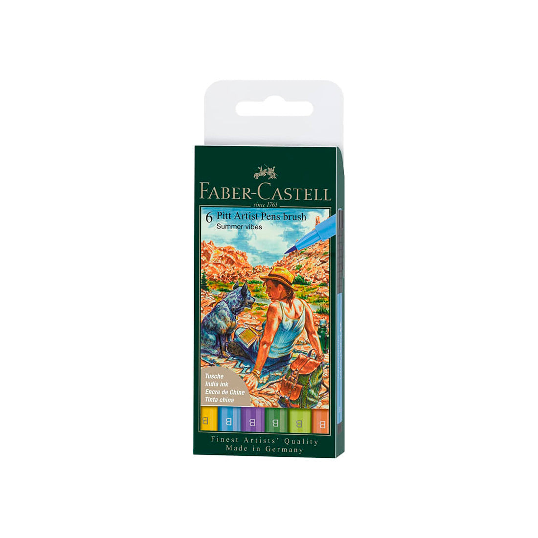 Faber Castell Pitt Artist Summer Vibes 6'lı Fırça Uçlu Renkli Kalem - Sanatsal Çizim, Eskiz ve İllüstrasyon