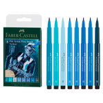 Faber Castell Pitt Artist The Blues 8'li Fırça Uçlu Renkli Kalem - Sanat Çizim Eskiz İllüstrasyon Kalem Seti