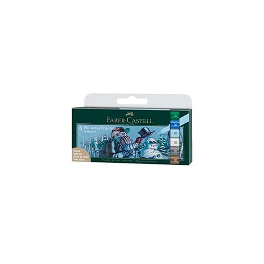 Faber Castell Pitt Artist Winterlude 6'lı Fırça Uçlu Kalem - Çizim, Eskiz ve İllüstrasyon Sanat Kalemi